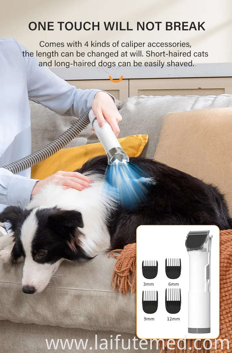 Elspet 4 in 1 Dog Vacuum Grooming Tools with Comb Clipper Grooming Dryer Adjustable Temperatures, Heating, and Anion Functions PRO Dog Grooming Kits